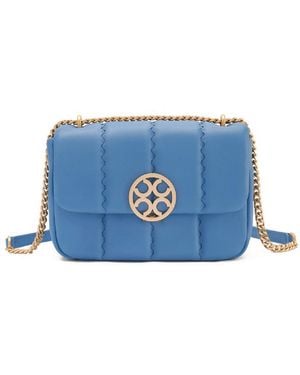 Orange Cube Square Stitch Flap Bag - Blue