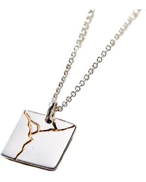 Posh Totty Designs Sterling Square Kintsugi Pendant Necklace - Metallic