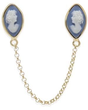Vintouch Italy Little Lovelies-Plated Sky Cameo Single Earring - Blue