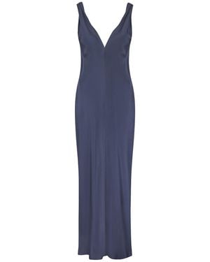 The Summer Edit Alice Silk Slip Dress - Blue