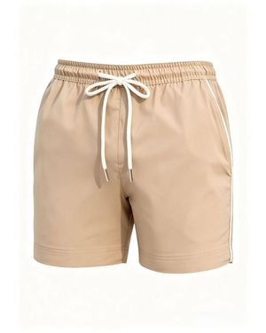 Vayla Neutrals Mocha Plain Tailored Swim Shorts With Contrast Piping - Natural