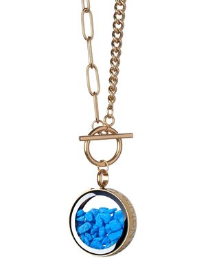 My Little Nature Handcrafted Plated Statement Necklace With Natural Stones - Blue