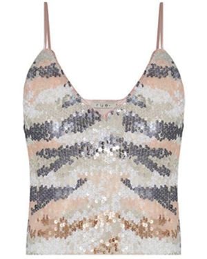 Rue Les Createurs Thin-Strap Sequined Blouse - White