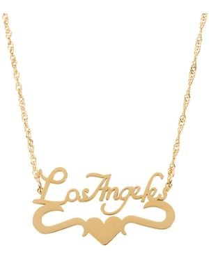 Black Cake City Of Angels Los Angeles Nameplate Necklace - Metallic