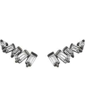 SALLY SKOUFIS Baguette Ear Climber With Made Cz Diamond Stimulant - Metallic