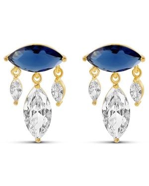 SHYMI Double Marquise Chandelier Earrings - Blue