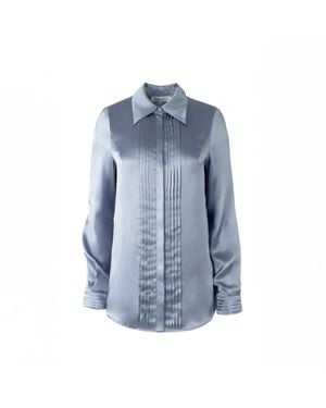 Solgo Atelier Solgo Pleated Silk Charmeuse Shirt - Blue
