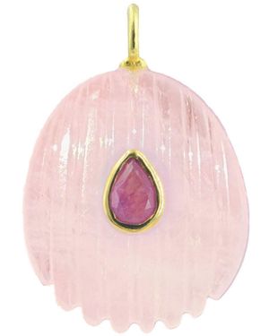 KAMARIA Rose Quartz Gemstone Pendant With Topaz - Pink