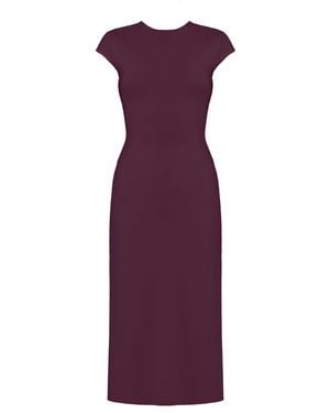 UNDRESS Aster Dark Jersey Midi Dress With Cap Sleeves - Purple