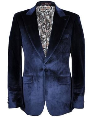 DAVID WEJ Maison Velvet Blazer – - Blue