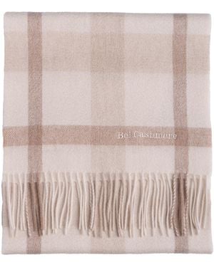 Bel Cashmere Neutrals Checked Cashmere Scarf - Brown