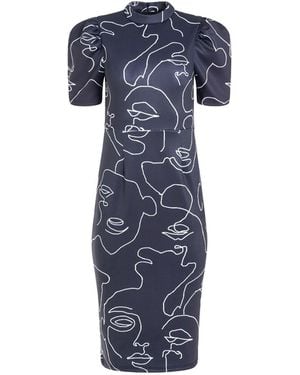 The Gt Atelier Graphic Print Midi Dress - Blue