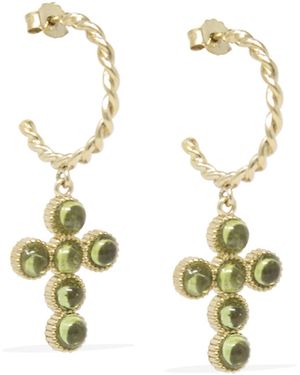 Vintouch Italy Hope Plated Peridot Hoop Earrings - Metallic