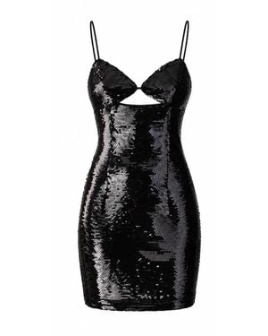 Aisl Sequin Cutout Cup Mini Dress - Black