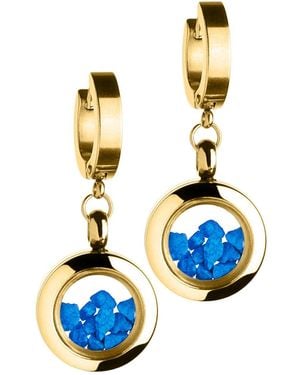 My Little Nature Dangle Earrings With Stones 18 K. Plated Gift For Her - Blue