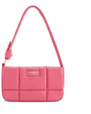 Orange Cube Square Stitch Cushion Shoulder Bag - Pink