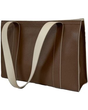 godi. Neutrals The Maxwell Leather Handmade Zip Tote Bag - Brown