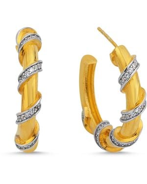 LINYA JEWELLERY Emily Stone Hoop Earrings - Metallic