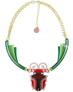 Gissa Bicalho Handmade Acrylic Necklace Scarab - Green