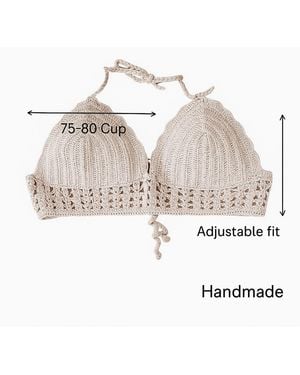 Springmoonatelier Handmade Crochet Bralette Top Powder Vintage Motif Adjustable - Multicolour