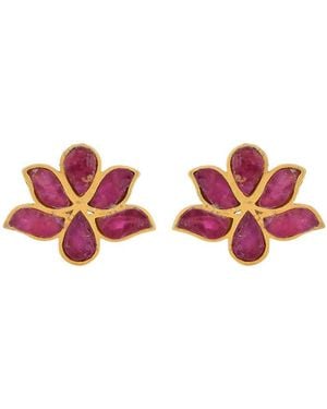 Opium Jewels Water Lotus Studs - Red