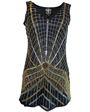 Any Old Iron Metallic Cha Cha Beaded Dress - Black