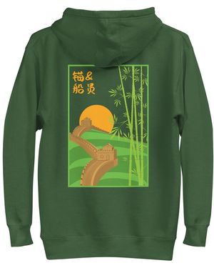 Anchor and Crew Forest Great Wall Of China Landmark Cotton Blend Hoodie - Green