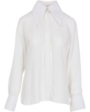Zamsee Cupro Shirt With Large Collar - White