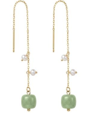 seree Madeleine Jade & Freshwater Pearl Drop Earrings - White