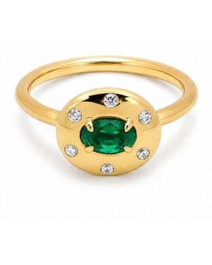 Belinda Jewelz Emerald Oval Birthstone & Accent Stone Ring - Metallic