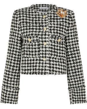 Sour Figs Brooch-Detail Bouclé Tweed Jacket - Black
