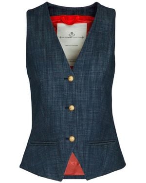 The Extreme Collection Fitted Denim Vest With Buttons - Blue
