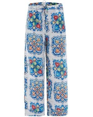 Peraluna Ria Tile Patterned Trouser - Blue
