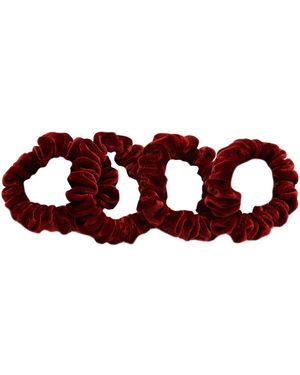 Soft Strokes Silk Silk Velvet Handmade Mini Scrunchie Set Of Four, Lipstick Collection - Brown