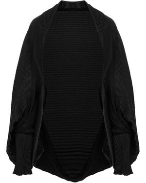 Silvia Serban Pleated Crepe Scarf-Shawl - Black