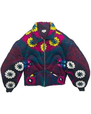 Zasta Studio Unknown Tapestries Cotton Blend Bomber Jacket Large A - Blue