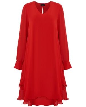 James Lakeland Long Sleeve Wave Hem Dress - Red