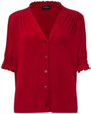 James Lakeland Burgundy V-Neck Jersey Blouse - Red