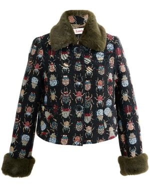 Louche Kent Beetlejuice Fur Trim Cropped Jacket - Black