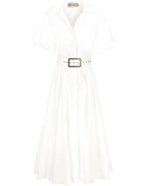 ALINA CERNĂTESCU Oman Midi Office Shirt Cotton Day Dress - White