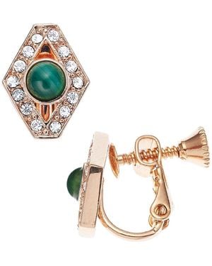 Grosse Crystal & Malachite Clip On Earrings, Series Gem Flakes - Metallic