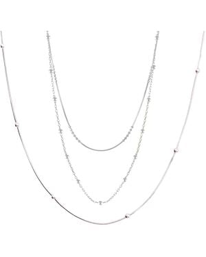 Spero London Beaded Satellite Sterling Chain Necklace Layering Set - Metallic