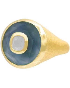 Marcia Moran Annie Ring Labradorite And Mother Of Pearl - Blue