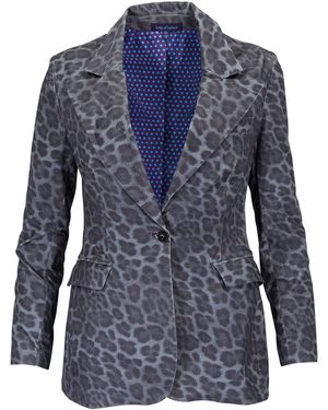 lords of harlech Jolene Leopard Smoke Velvet Tailored Jacket - Blue
