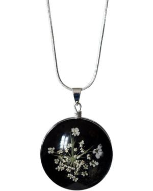 Laura Daili Queen Anne's Lace Starry Night Glass Pendant - Black
