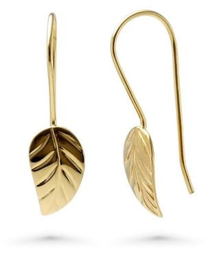 Isla Silver Vermeil Leaf Drop Earrings - Metallic