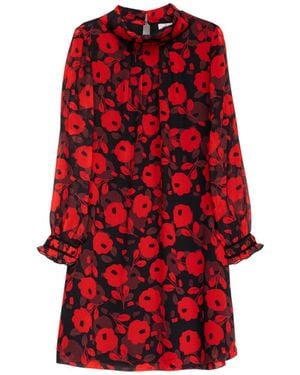 Niza Short Dress With Pleats - Red