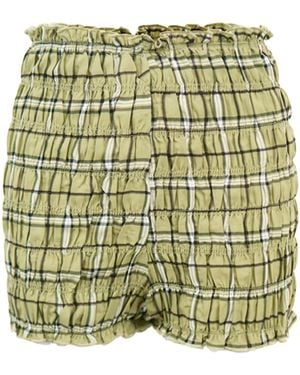 Amy Lynn Danica Plaid Shirred Shorts - Green
