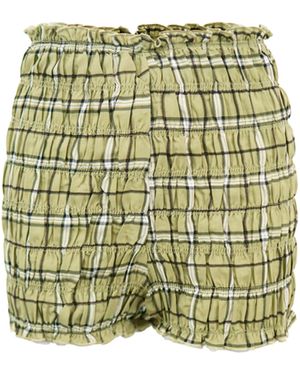 Amy Lynn Danica Plaid Shirred Shorts - Green