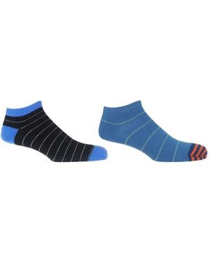 Peper Harow - Made in England Thin Stripe & Dash Trainer Socks Bundle - Blue
